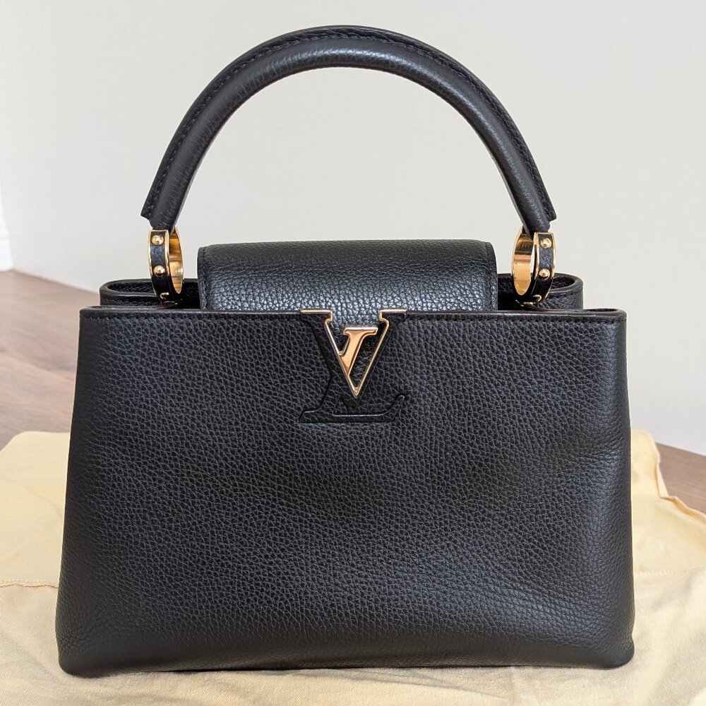 Louis Vuitton Taurillon Capucines PM Black Fuchsia